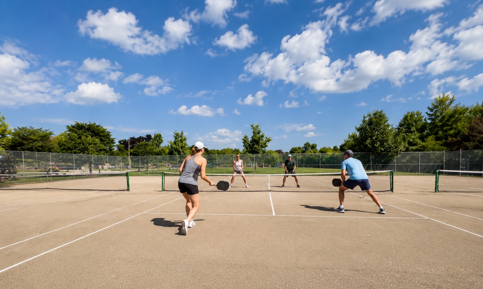 Pickleball play at Beaumonde Heights Park, Toronto