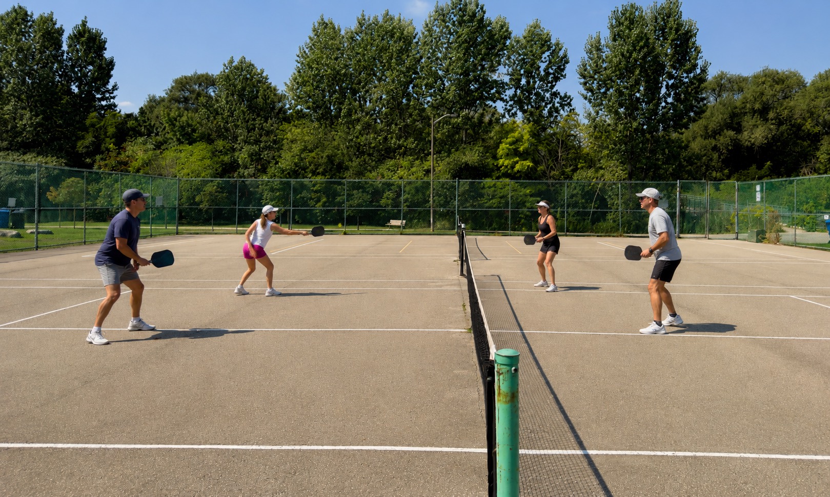Pickleball play at Clairlea Park, Toronto