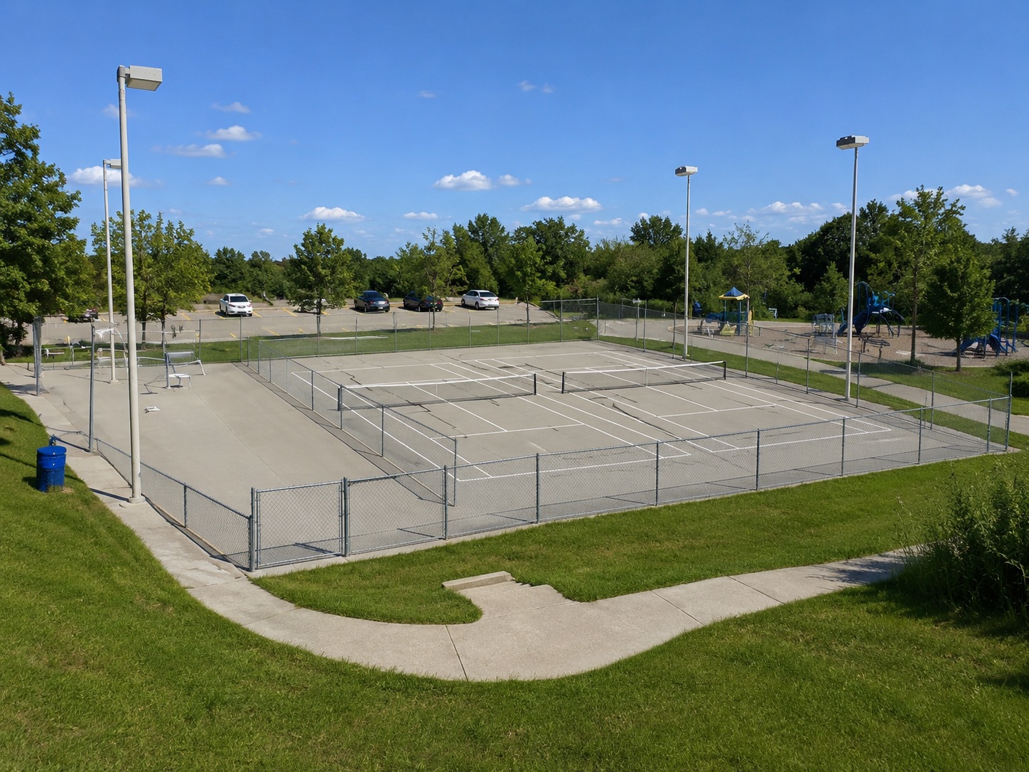 Outdoor pickleball courts at Gihon Spring Park — empty court overview, Toronto