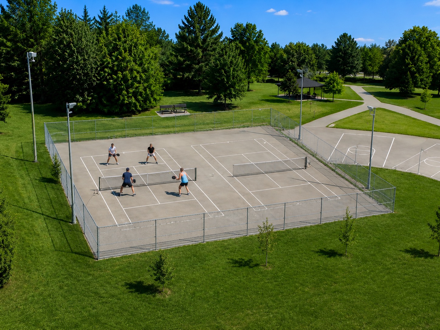 Pickleball play at Indian Line Park, Toronto