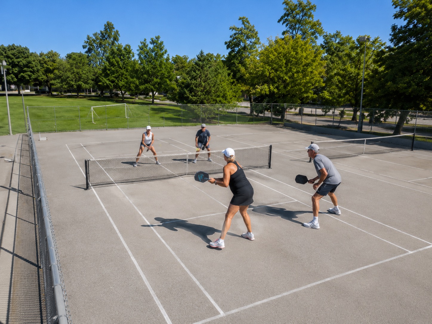Pickleball play at Jimmie Simpson Park, Toronto