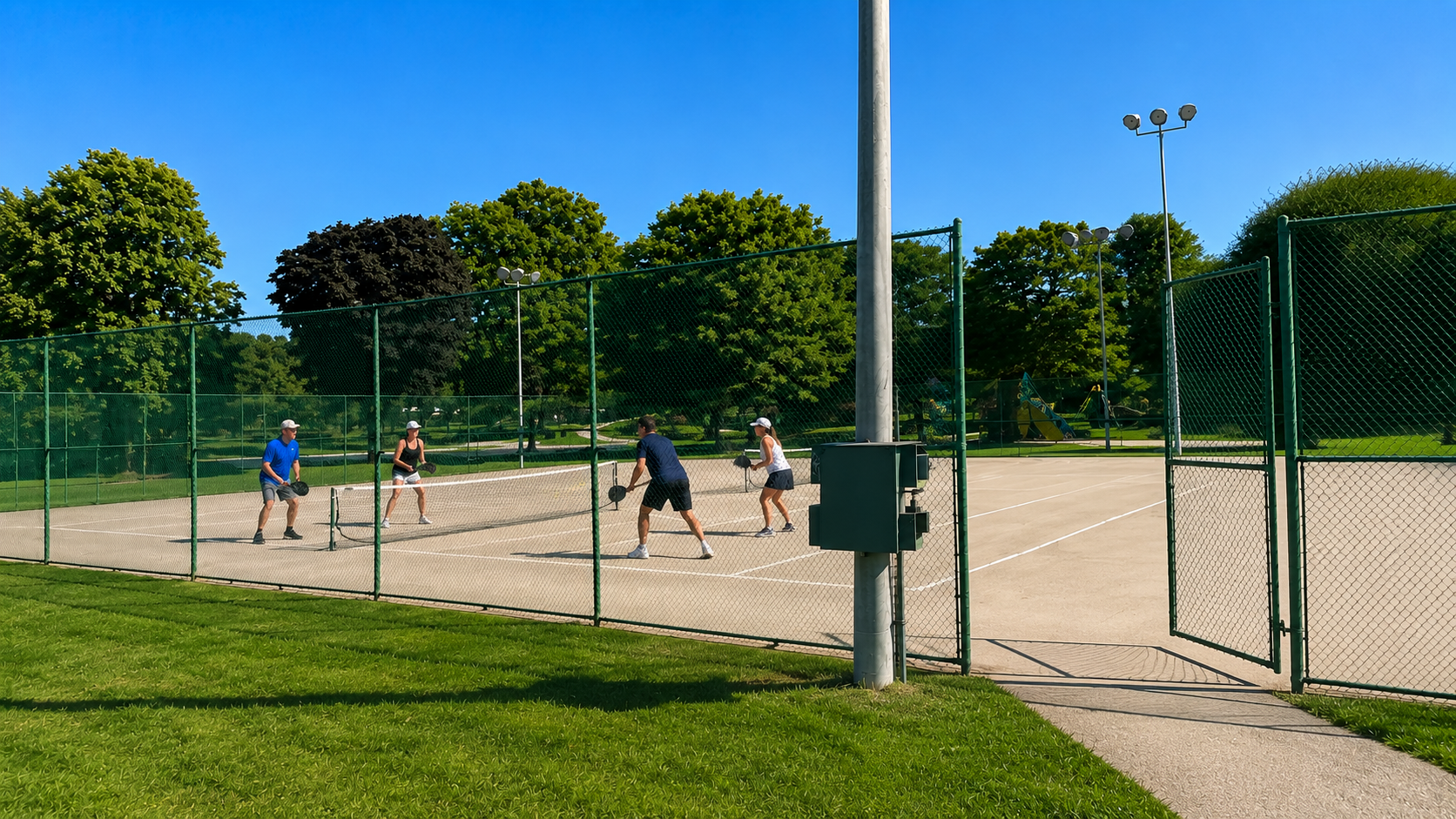 Pickleball play at Lora Hill Park, Toronto