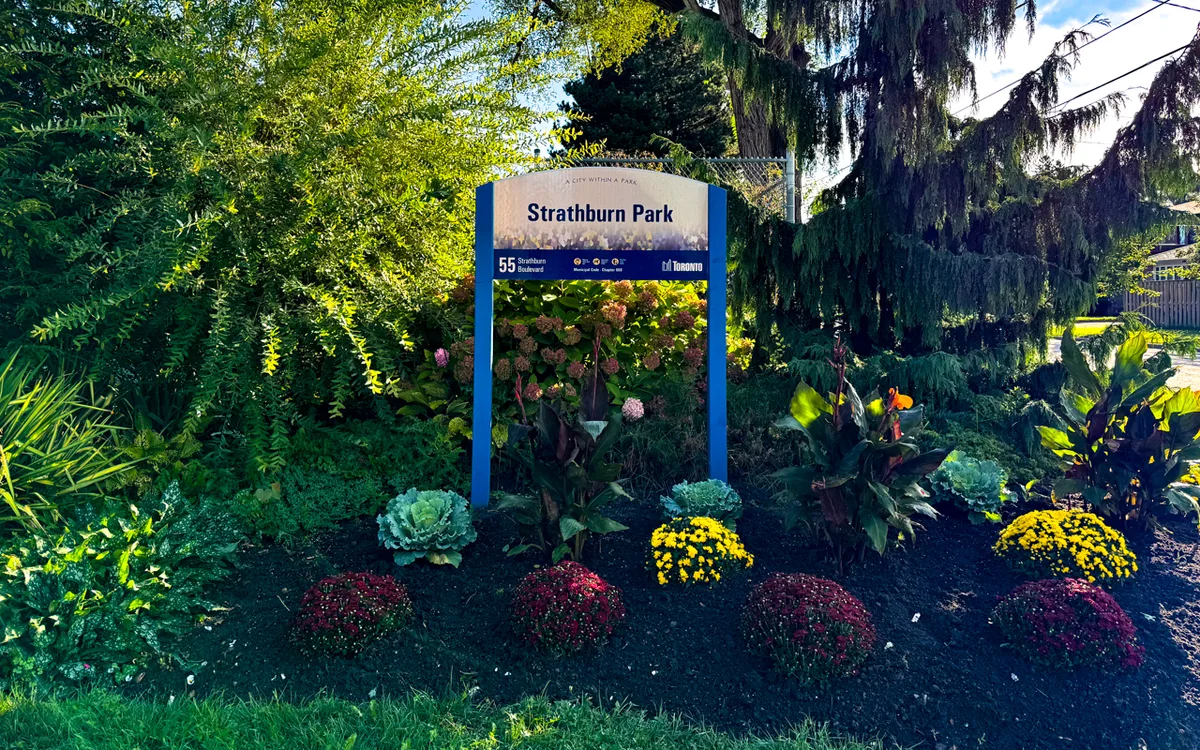 Outdoor pickleball courts at Strathburn Park — City of Toronto park facility